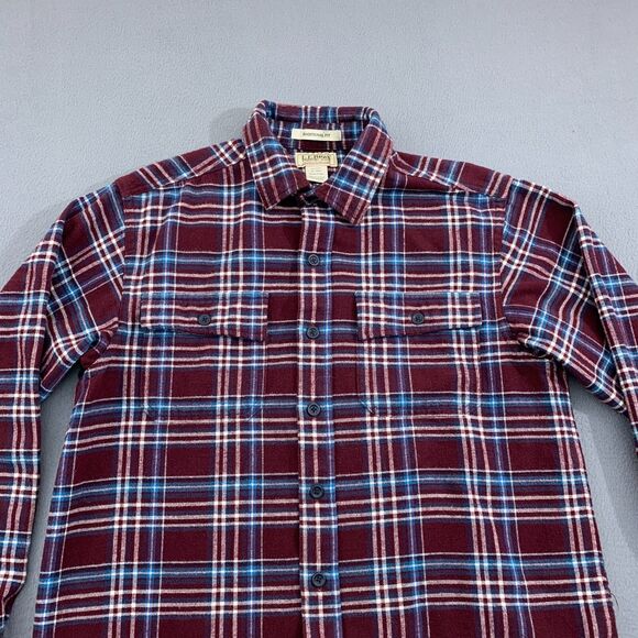 L.L Bean Button Shirt Mens Medium Chamois Cloth Flannel Traditional Fit Plaid - Picture 2 of 15
